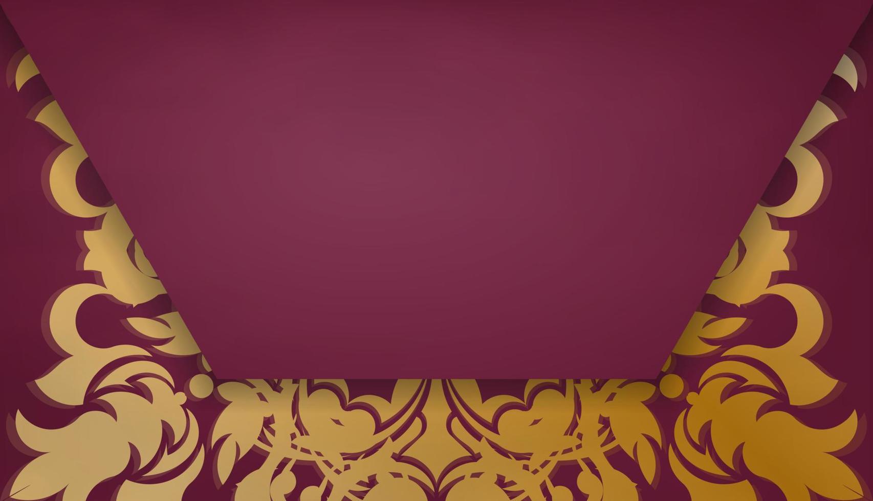 Banner in Burgunderfarbe mit Mandala-Goldmuster für Design unter Logo oder Text vektor