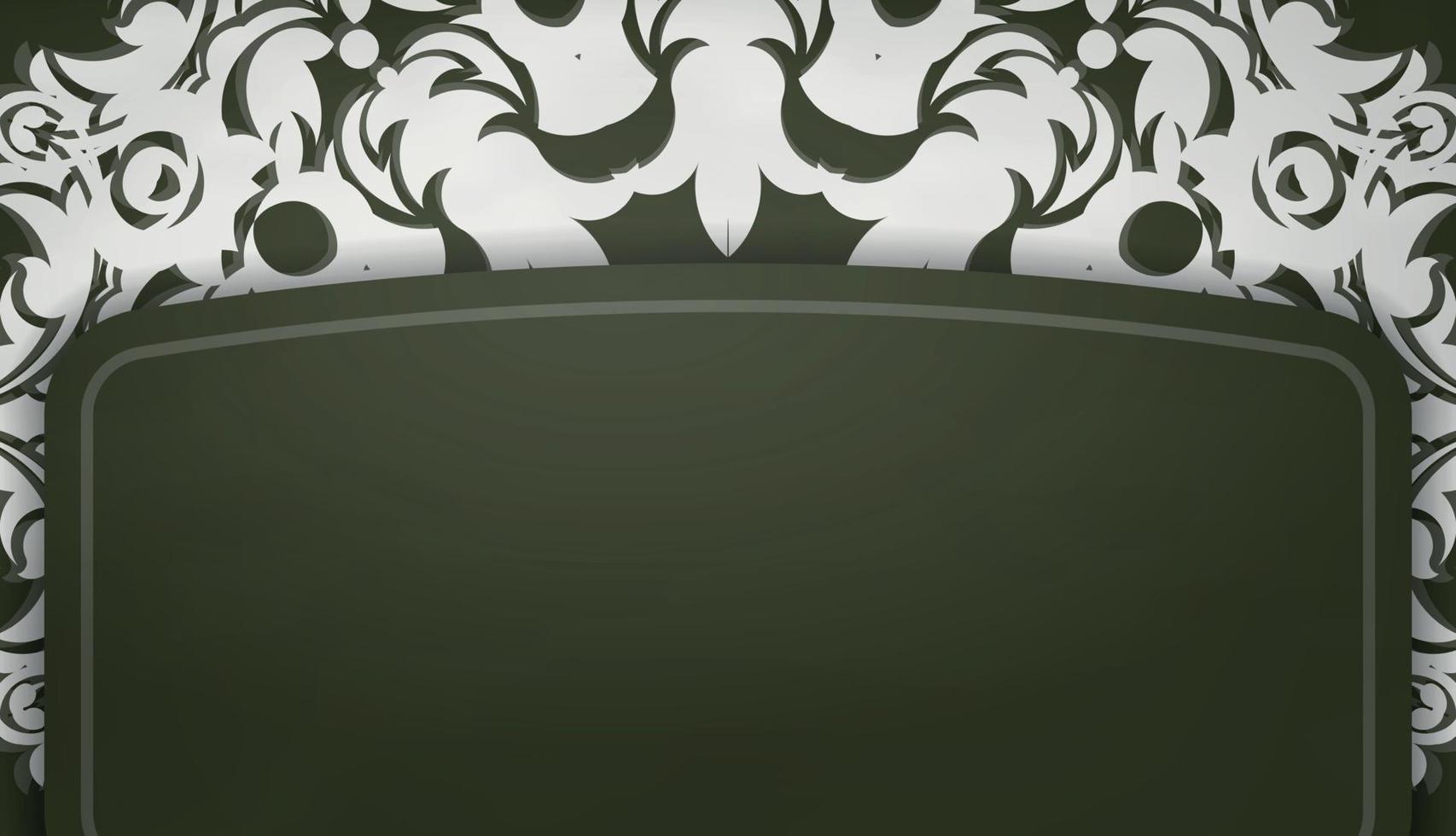 mörk grön baner med årgång vit prydnad för logotyp eller text design vektor