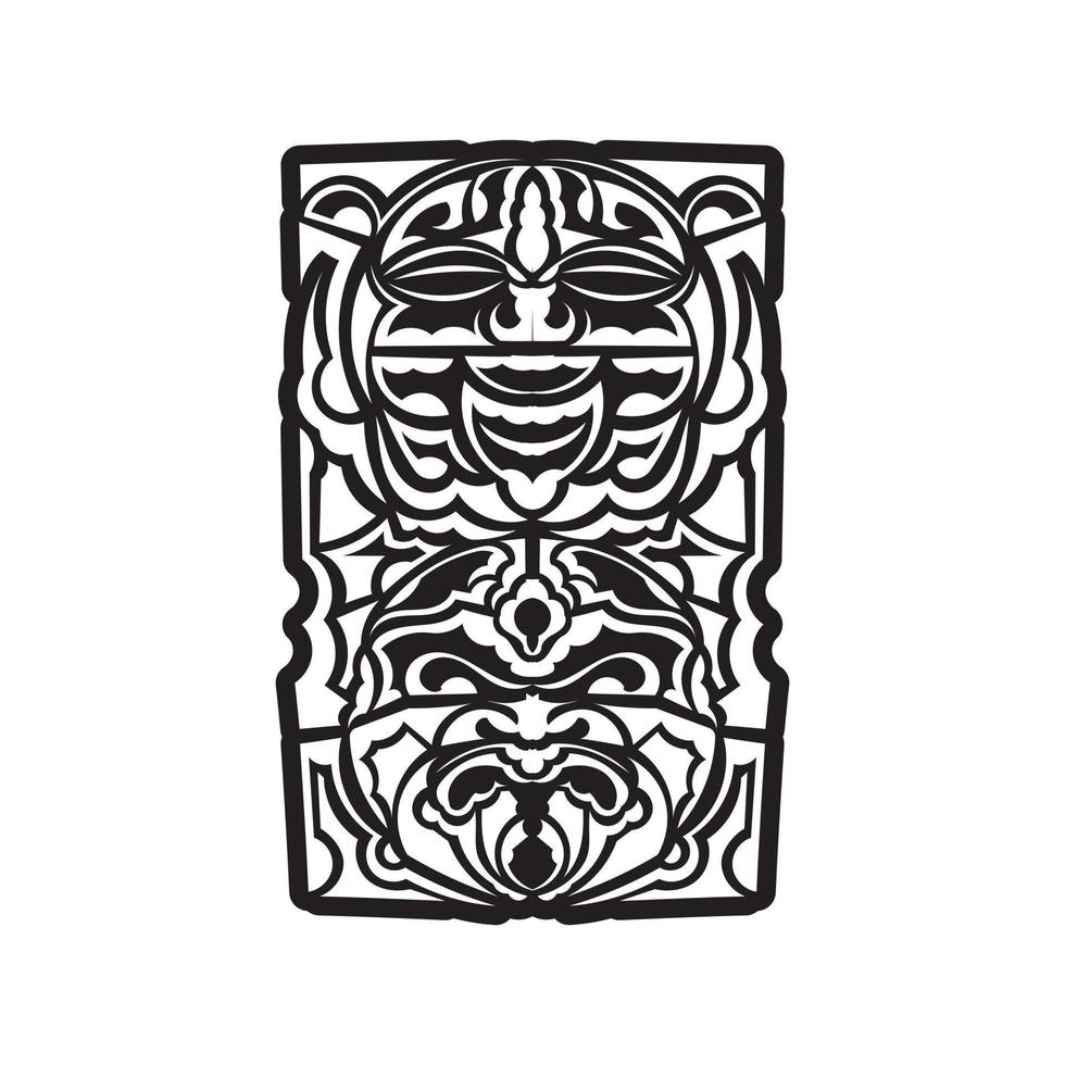Tiki-Maske. Maori- oder Polynesien-Muster. gut für Drucke und Tattoos. isoliert. Vektor