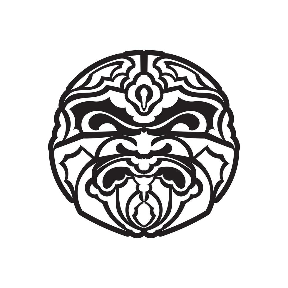 tiki mask. maori- eller polynesienmönster. bra för tryck och tatueringar. isolerat. vektor