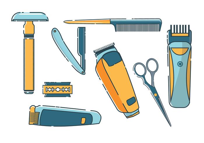 Barberare shaver verktyg samling vektor