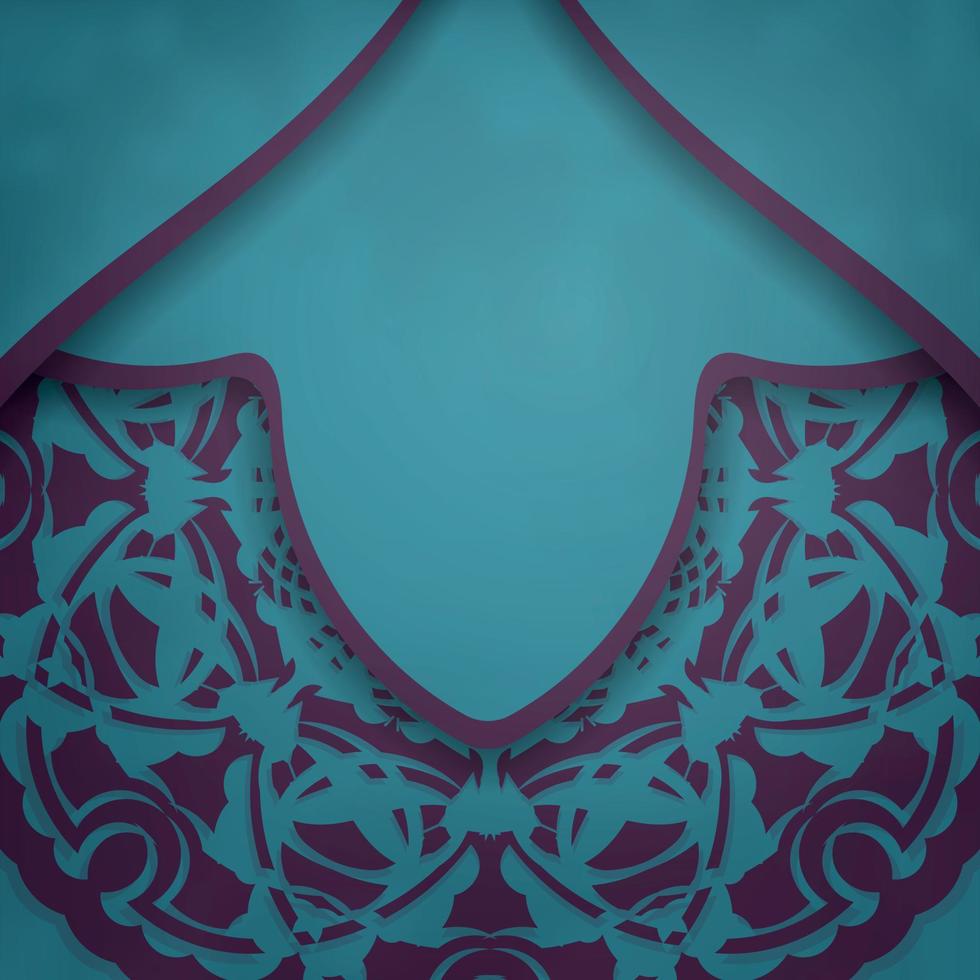 en turkos vykort med en årgång lila mönster för din varumärke. vektor