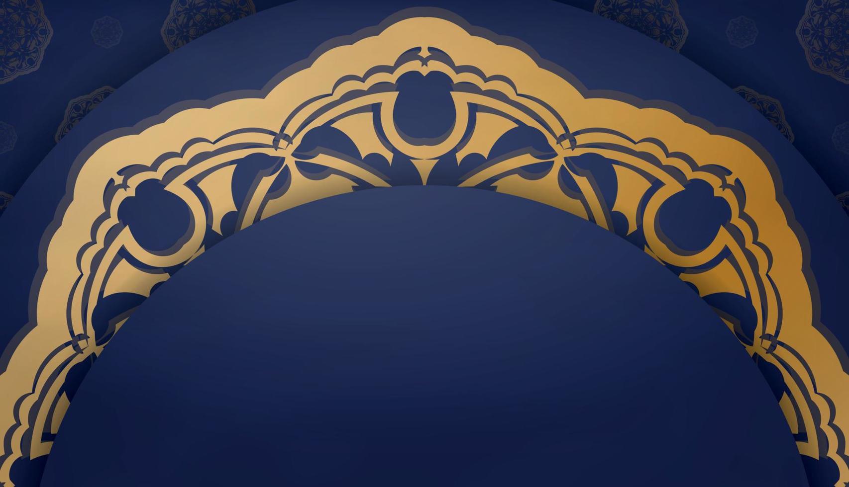 dunkelblaues Banner mit einem goldenen Mandala-Muster und einem Platz für Ihr Logo oder Ihren Text vektor