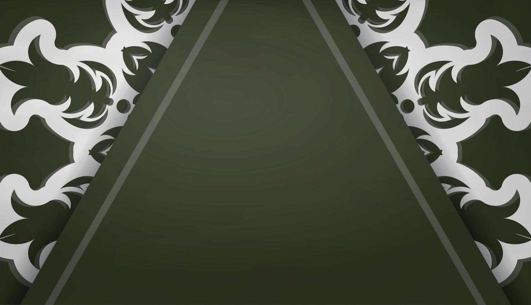 mörk grön baner med årgång vit prydnad för logotyp design vektor