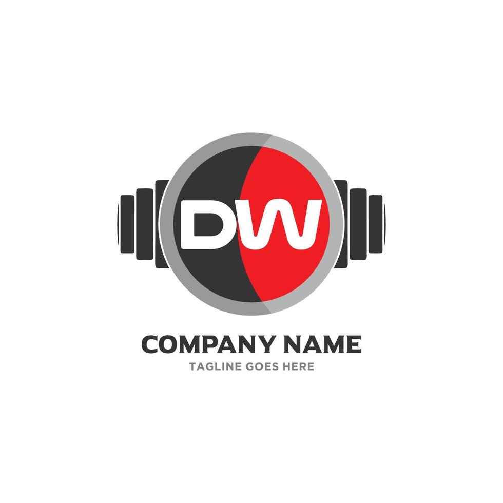 dw Brief Logo Design Symbol Fitness und Musik Vektorsymbol. vektor