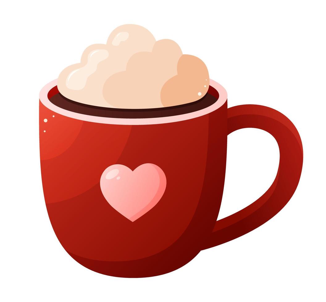 råna för hjärtans dag. råna med kaffe, kakao, grädde, dekorativ hjärtan. vektor illustration.