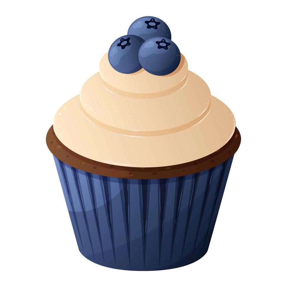 choklad muffin med blåbär. design element, menyer, annonser.vektor illustration av ljuv bakverk. vektor