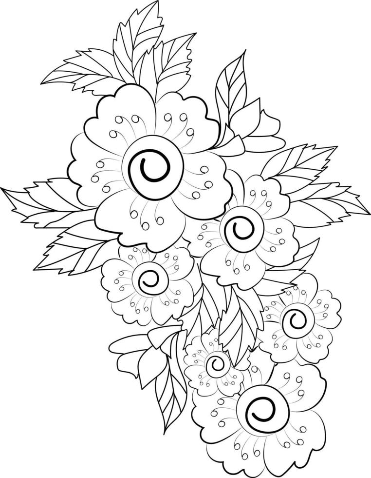 Gekritzelblumenvektorkunst, handgezeichnete Skizzen von Blumen. vektor