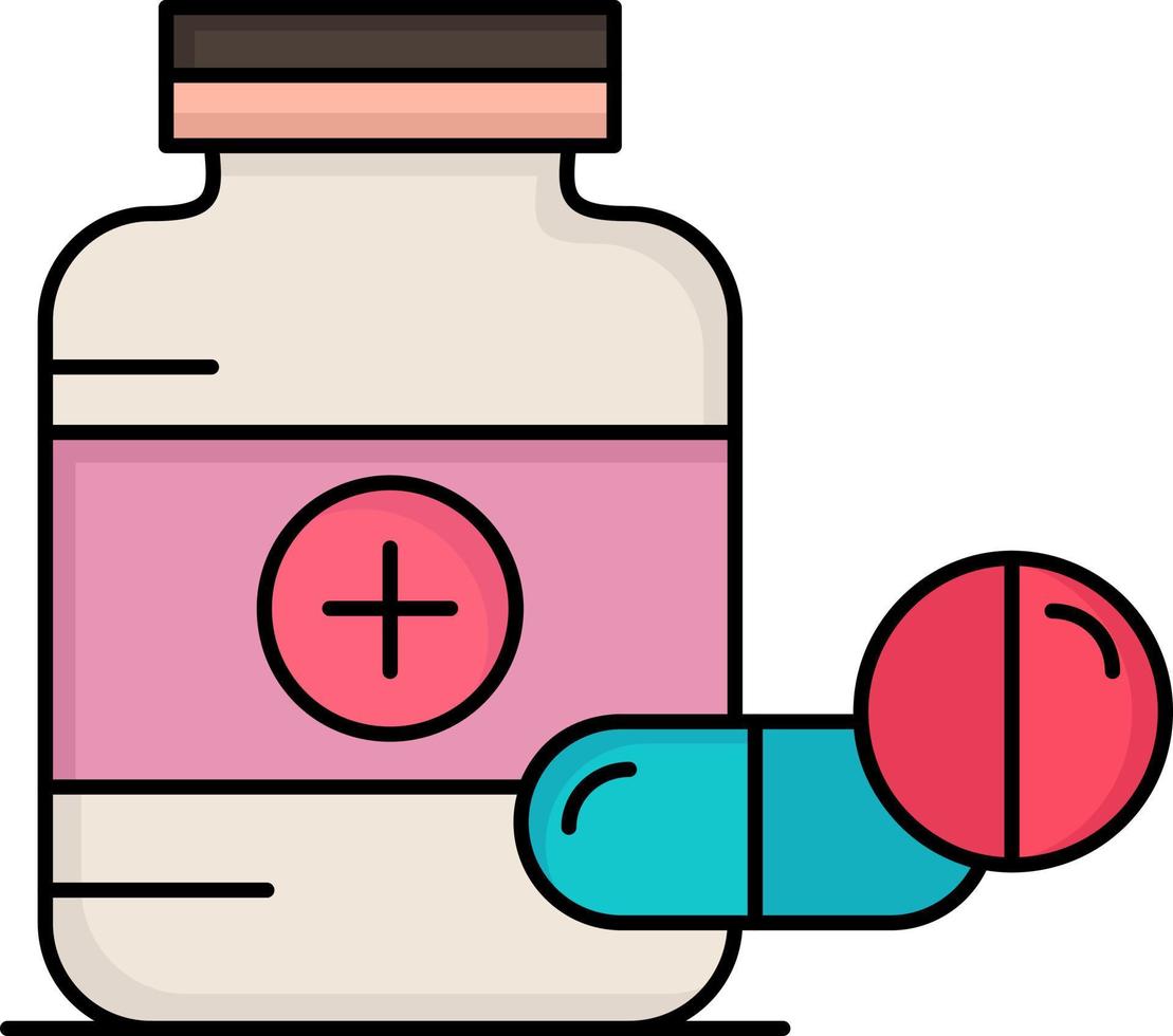 Medizin Pille Kapsel Drogen Tablette flache Farbe Symbol Vektor