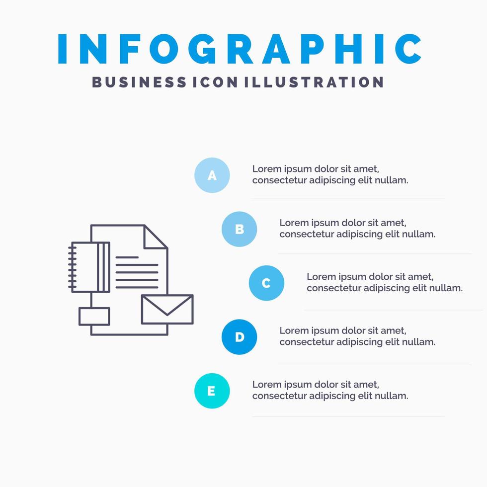 Branding Brand Business Company Identity Line Icon mit 5 Schritten Präsentation Infografiken Hintergrund vektor