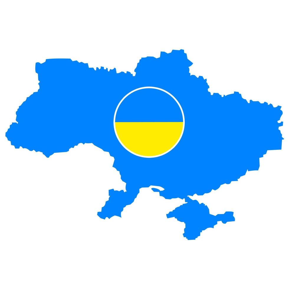 Ukraine-Karte mit blauem und gelbem Flaggenkreis. bearbeitbare hochdetaillierte Landkarte der Ukraine-Region. politische oder geografische Gestaltungselementvektorillustration auf weißem Hintergrund. vektor