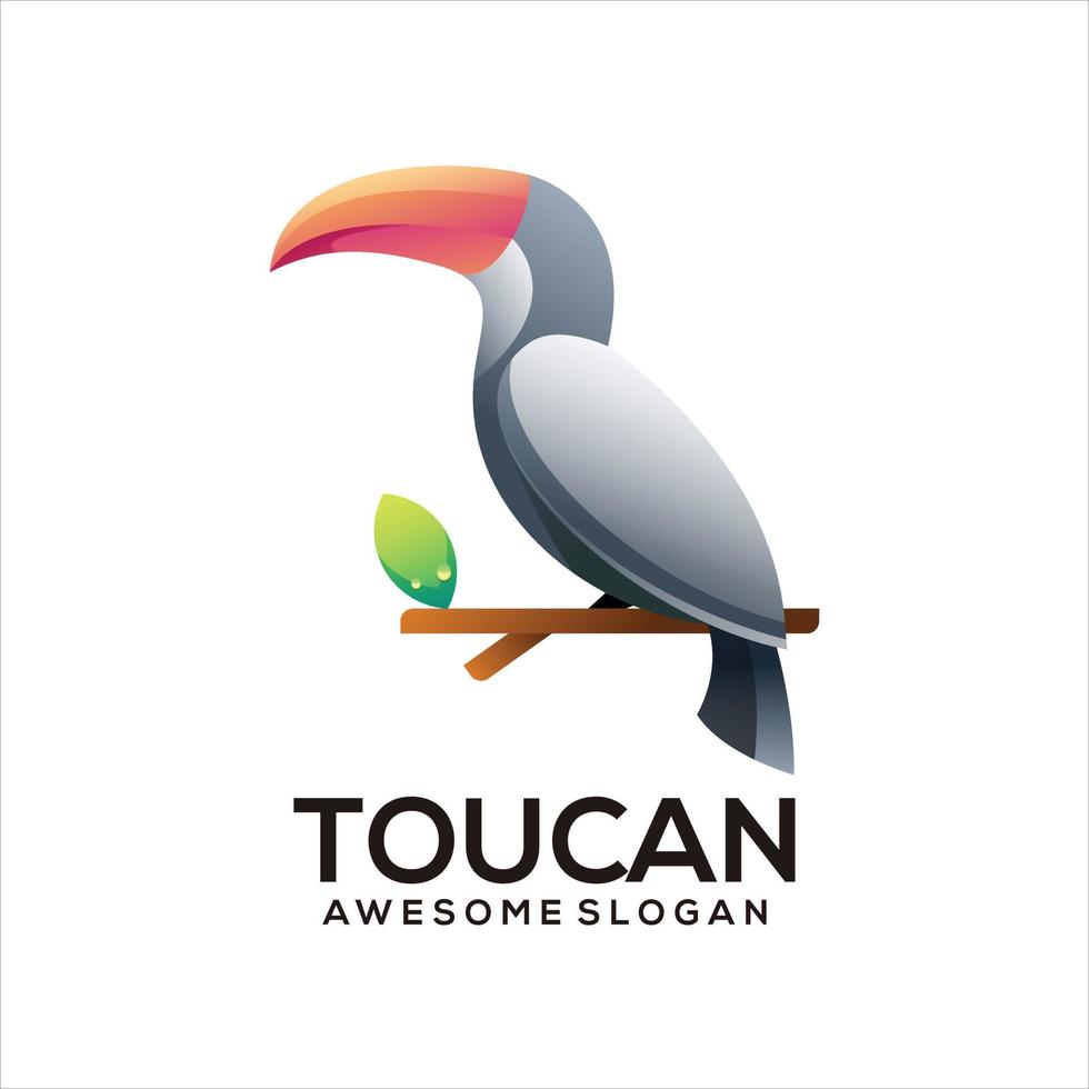 toucan fågel färgrik lutning design logotyp vektor