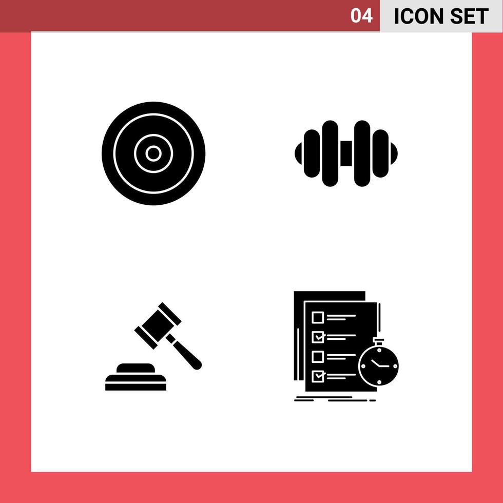satz von 4 modernen ui-symbolen symbolzeichen für mobile todo-webauktionsliste editierbare vektordesignelemente vektor