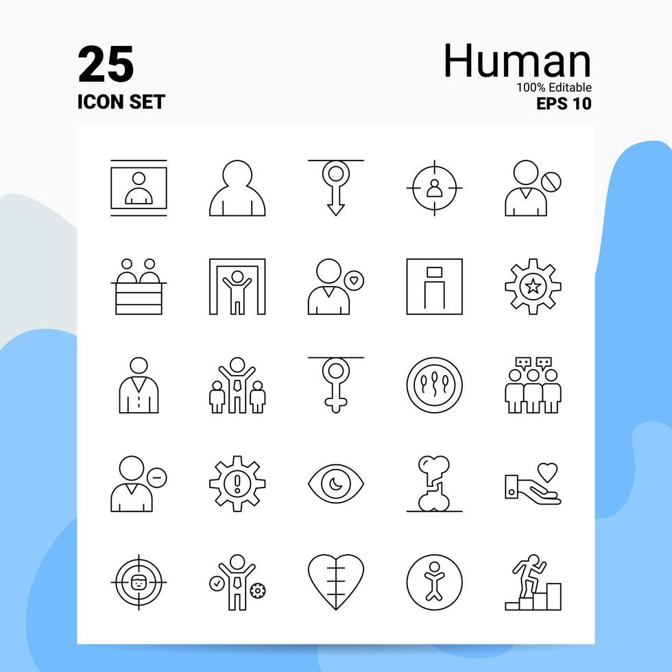 25 menschliche Symbolsatz 100 bearbeitbare Eps 10 Dateien Business Logo Konzept Ideen Linie Symboldesign vektor