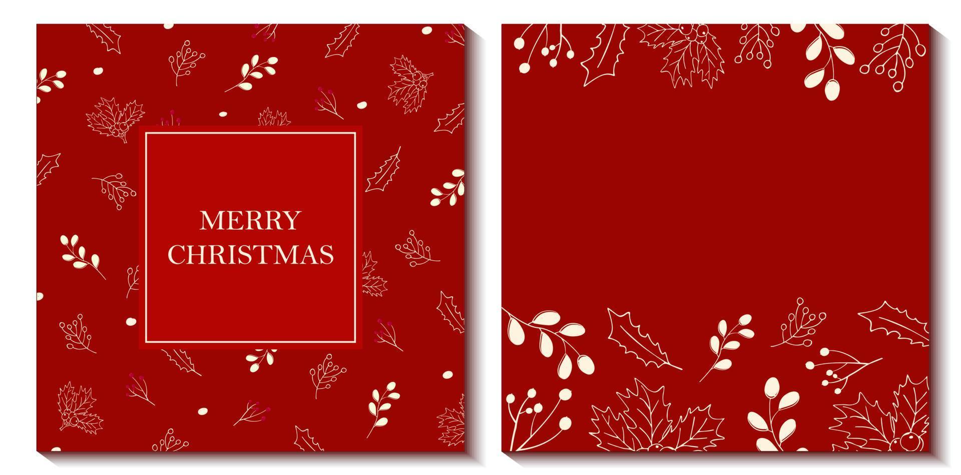 Fröhliche Weihnachten. Weihnachtspostkartenvorlagen für Unternehmen. mit Blattschmuck. Vektor-Illustration. zum Drucken. vektor