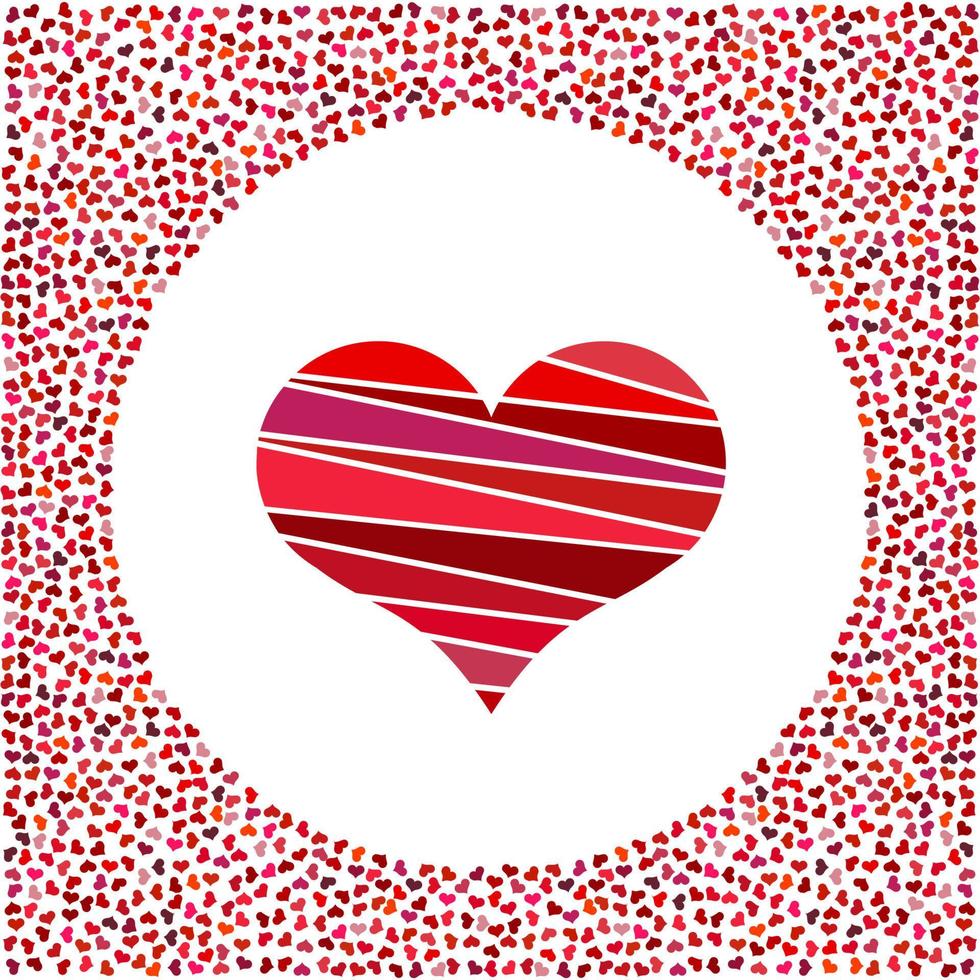 röd hjärta och liten hjärtan runt om. valentines dag bakgrund med många hjärtan på en vit bakgrund. symbol av kärlek element för bröllop mall. vektor
