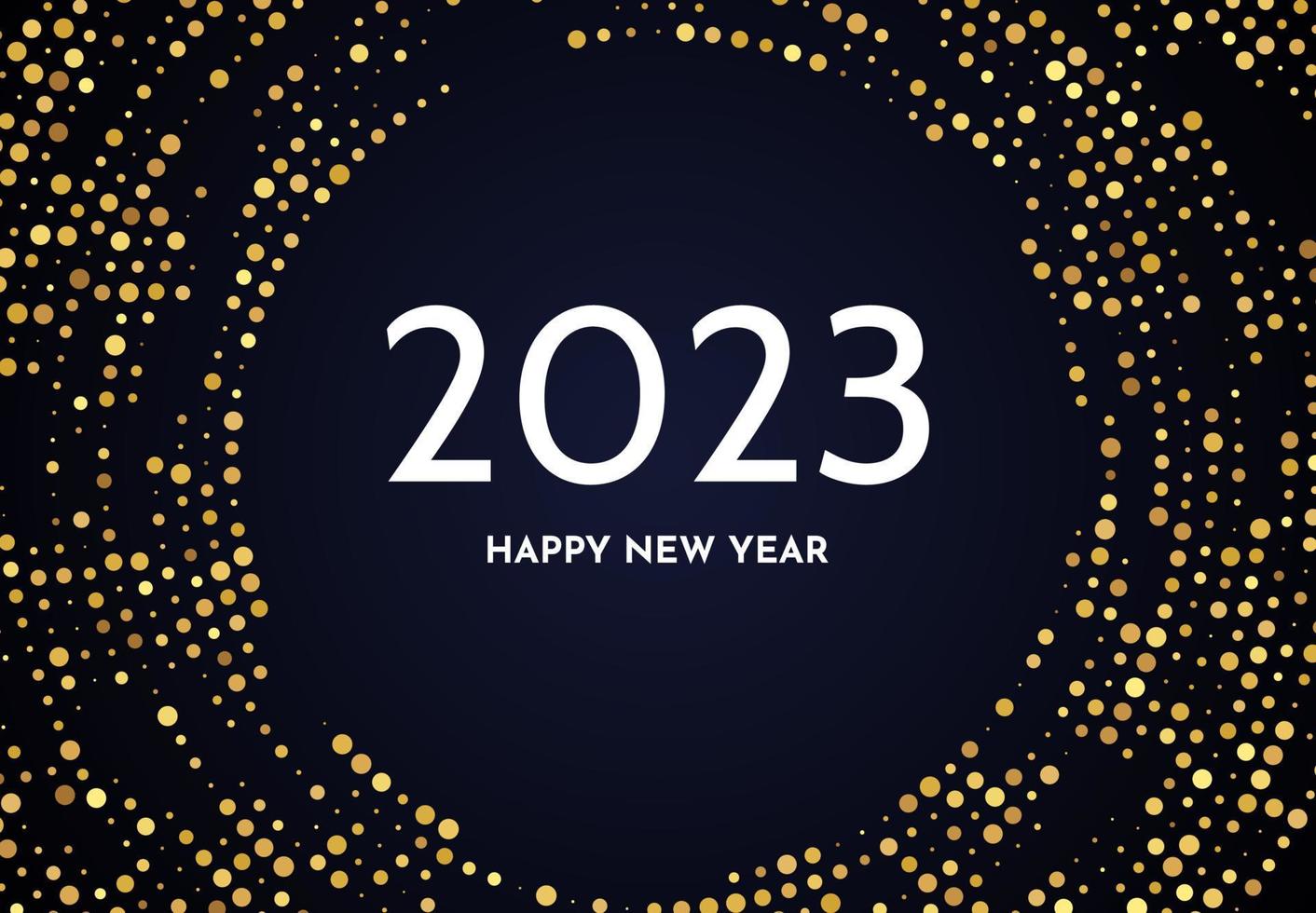 2023 Frohes neues Jahr mit goldenem Glitzermuster vektor