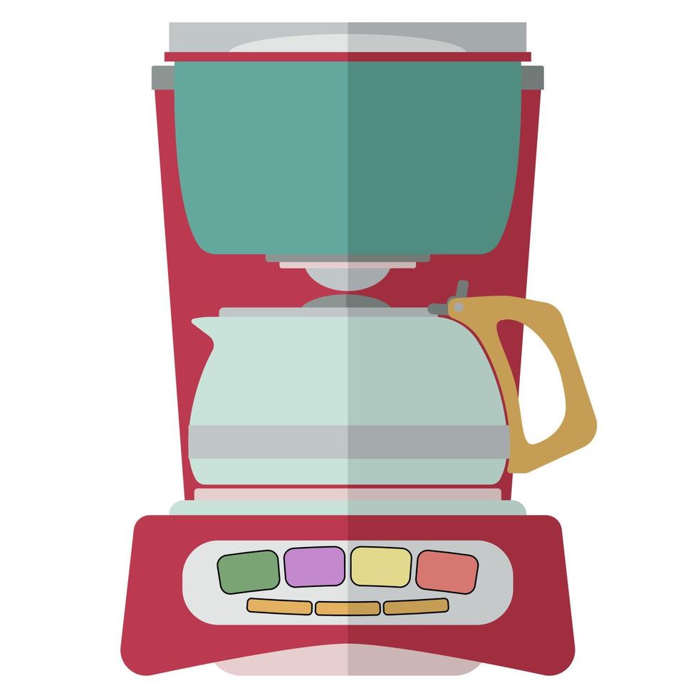 Kaffeemaschine isoliert auf weißem Hintergrund. Espressomaschine, die zwei Tassen Kaffee brüht. Vektor-Illustration. vektor