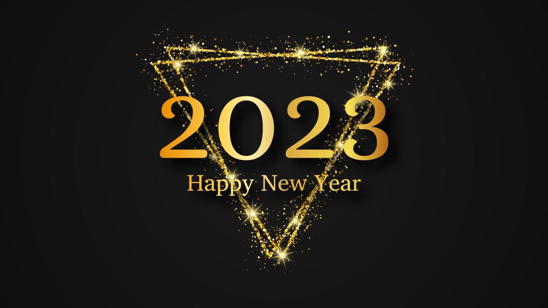 2023 Lycklig ny år guld bakgrund vektor