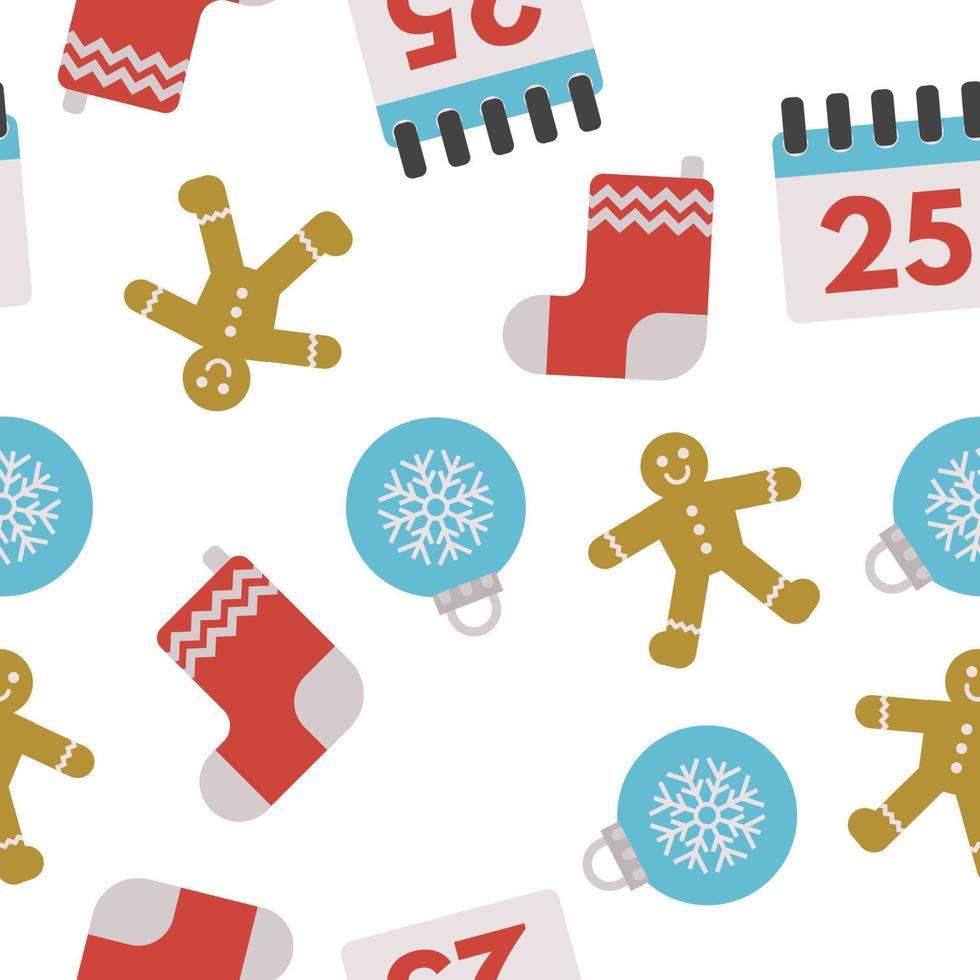Weihnachten Musterdesign mit Symbolen im flachen Stil. Vektor-Illustration vektor