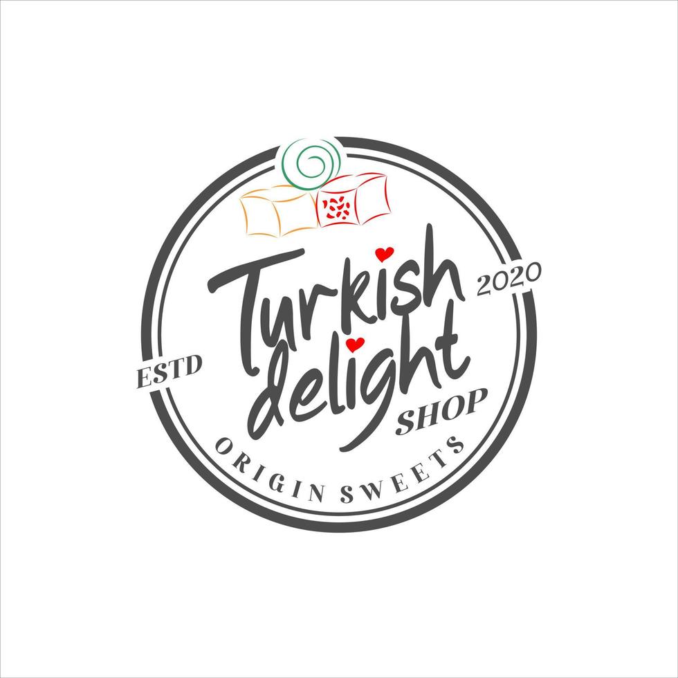 Logo süße Süßigkeiten türkisches Vergnügen vektor