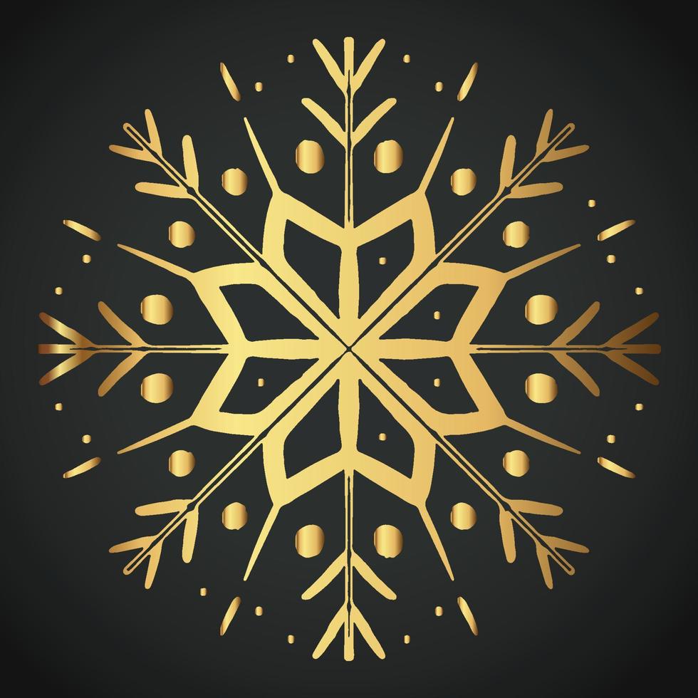 goldene Farbe des Schneeflockeverzierungsvektors auf schwarzem Hintergrund vektor