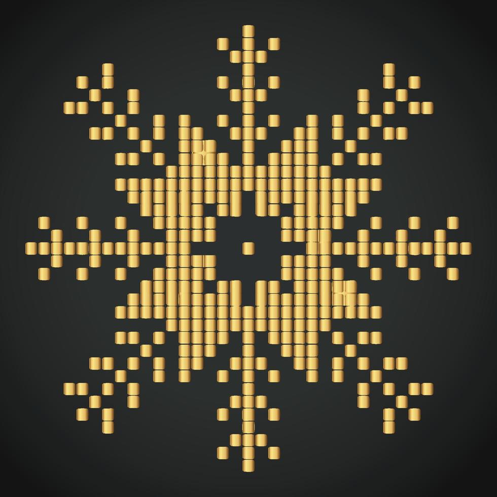 goldene Farbe des Schneeflockeverzierungsvektors auf schwarzem Hintergrund vektor
