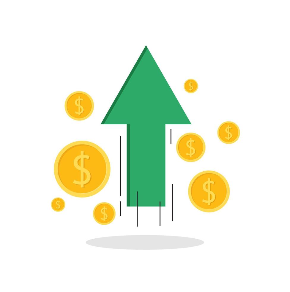 Vektor-Geld-Gewinnwachstum bis Cartoon-Vektor-Illustration finanzielles Wachstum Konzept flache Ikone vektor