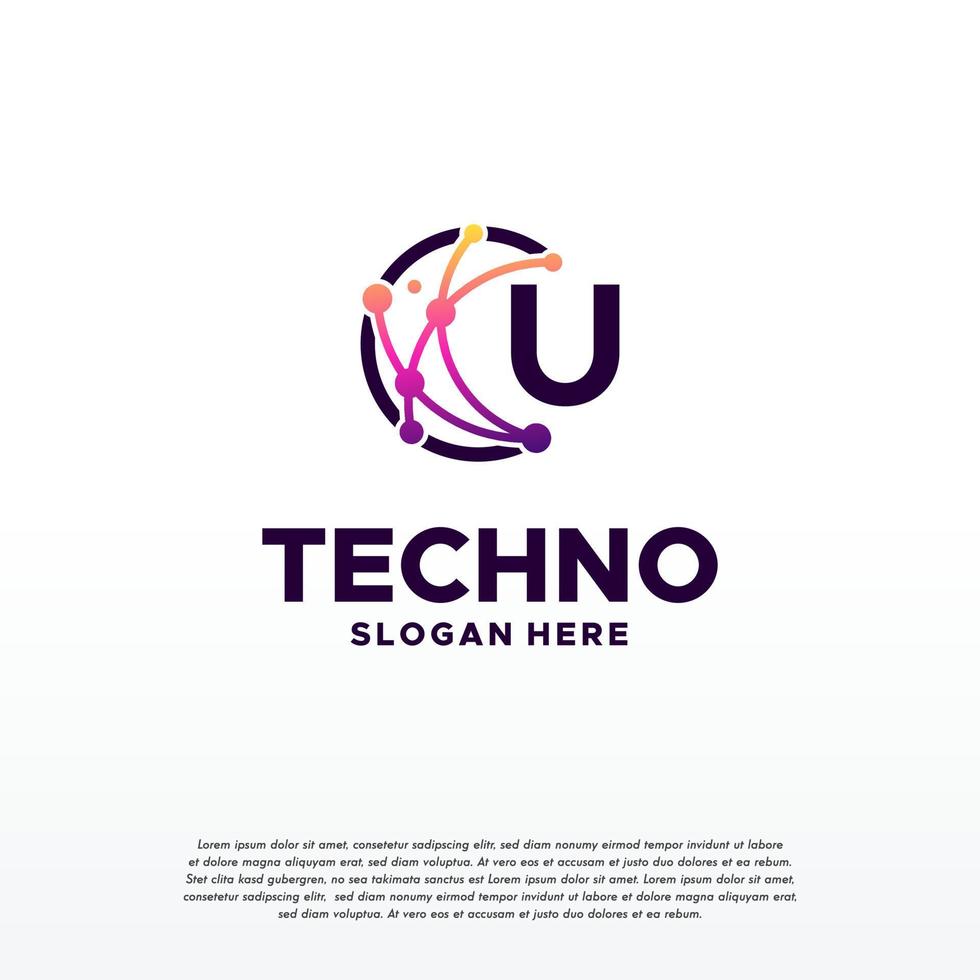 u Anfangspixel-Technologie-Logo entwirft Konzeptvektor, Netzwerk-Internet-Digitaldraht-Logo vektor