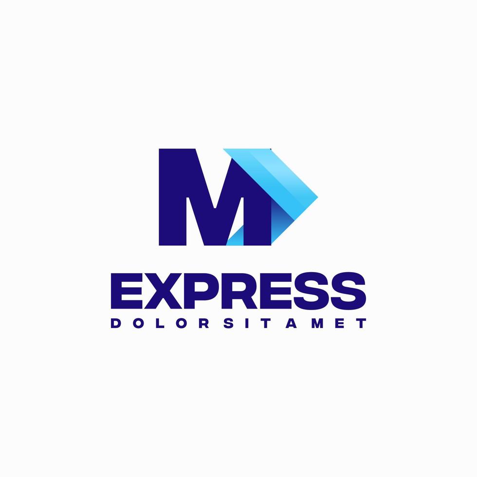 schnelles express-m-anfangslogo entwirft konzeptvektor, express-pfeillogo entwirft symbol vektor