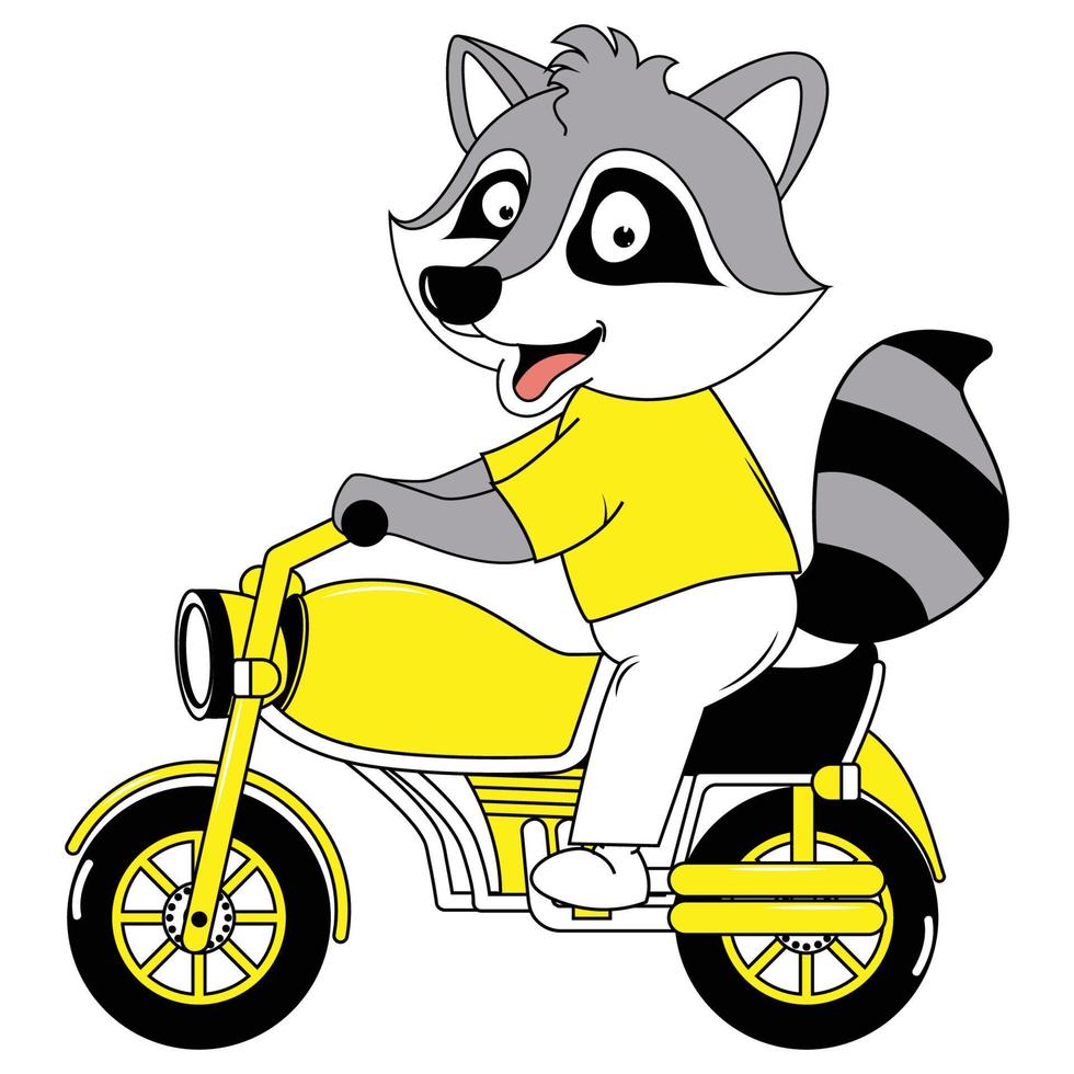 niedliches tierkarikaturfahrtmotorrad vektor