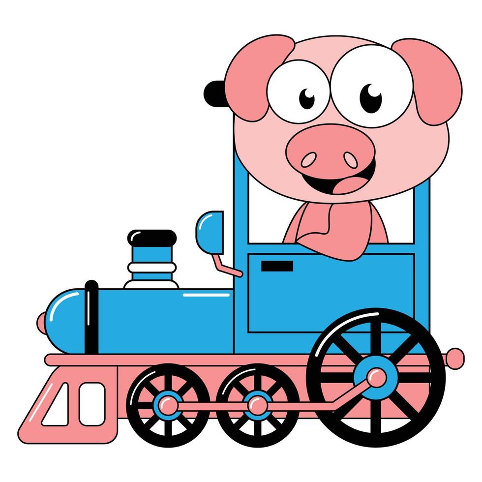 söt djur- tecknad serie rida tåg vektor