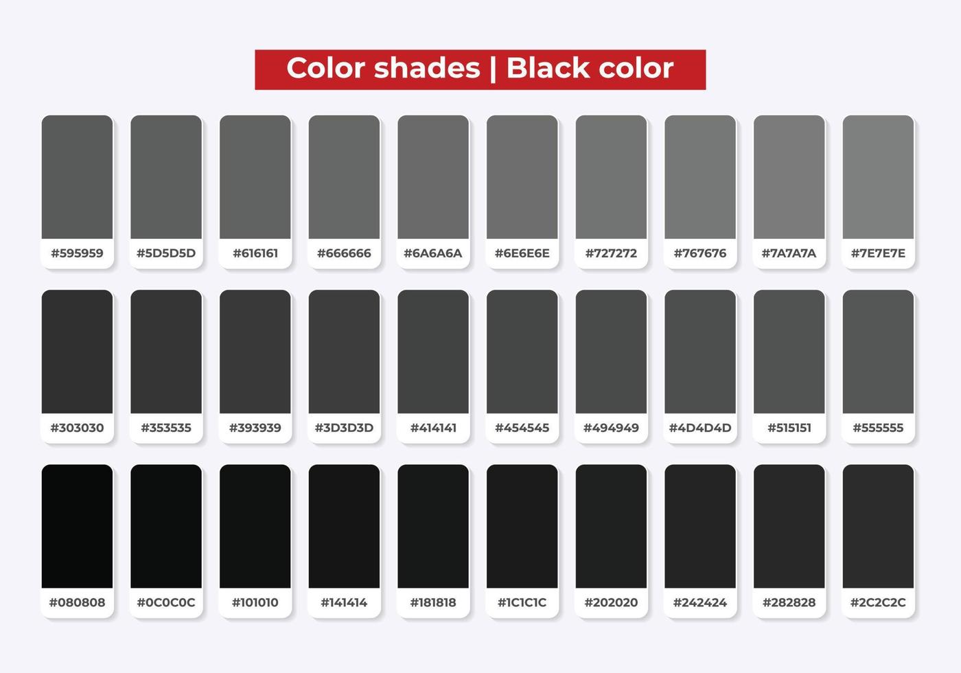schwarz-weiße und graue farbtöne mit rgb-hex für textil, modedesign, farbe vektor
