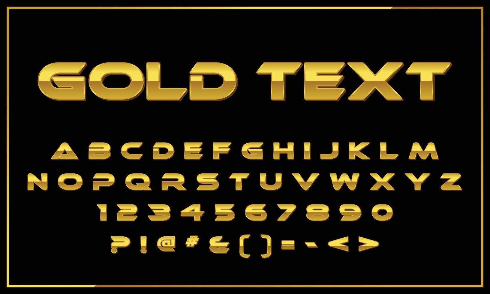 3d guld alfabet brev, tal. 3d font. ABC en till z gyllene alfabet brev gyllene typsnitt vektor