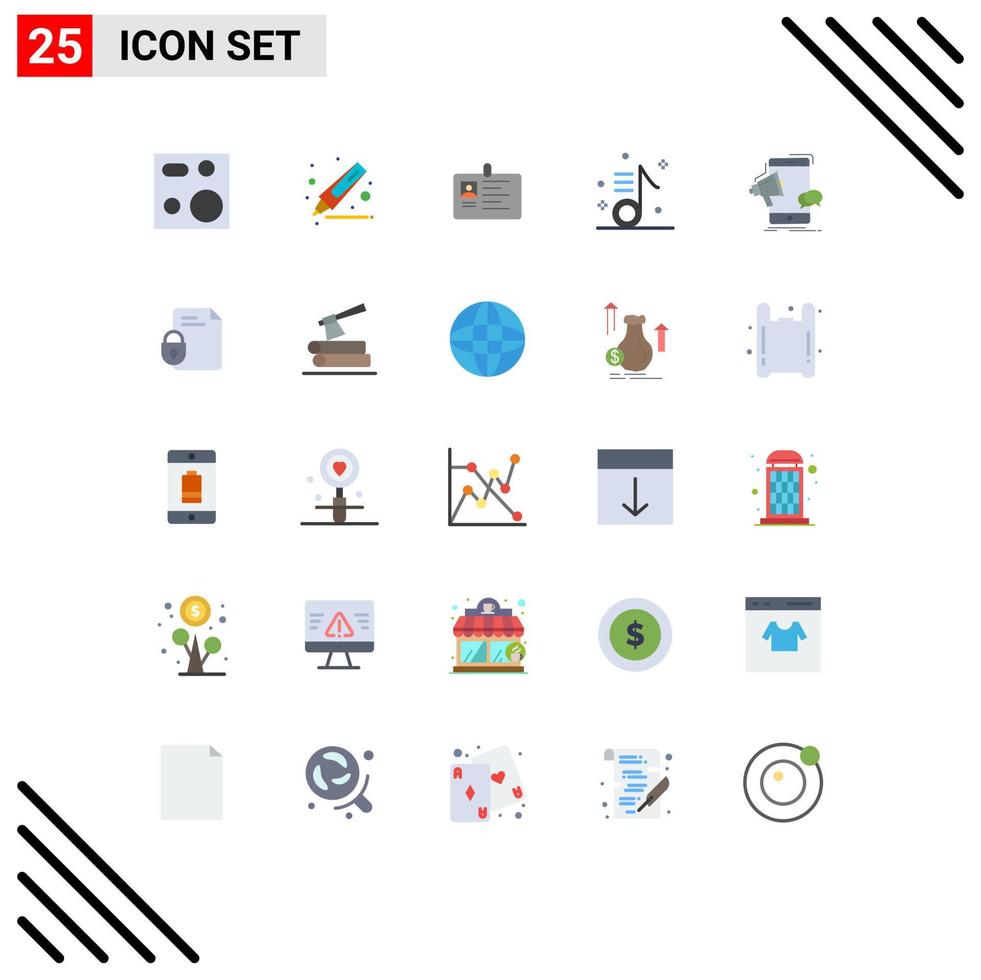 satz von 25 modernen ui-symbolen symbole zeichen für musikalische audiokarte pass-id-karte editierbare vektordesignelemente vektor