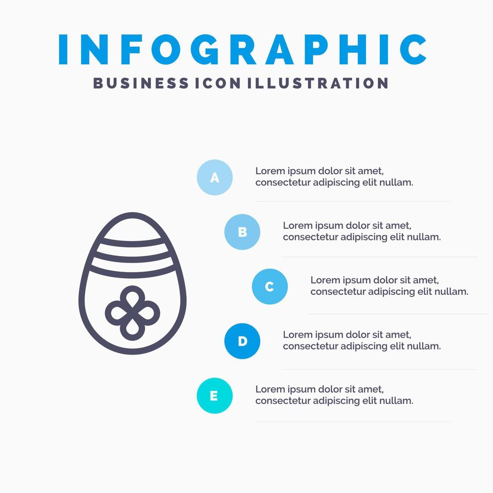 Dekoration Ostern Osterei Ei Liniensymbol mit 5 Schritten Präsentation Infografiken Hintergrund vektor