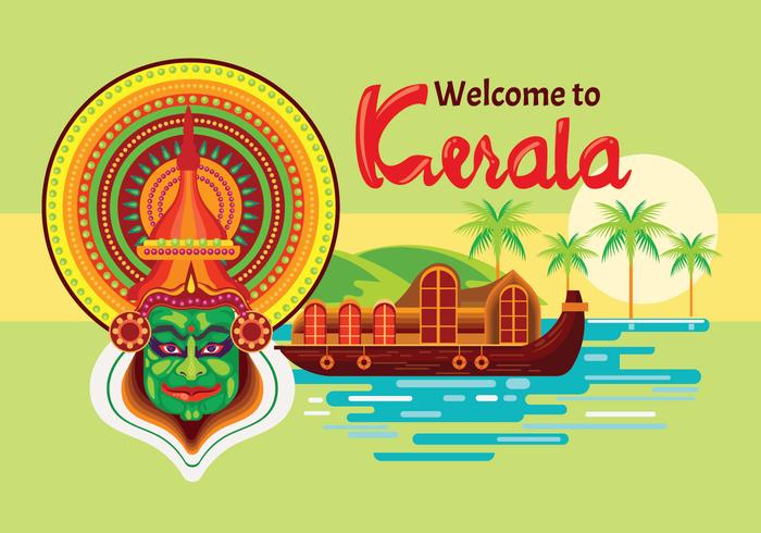 Husbåtar i Kerala Indien Vector