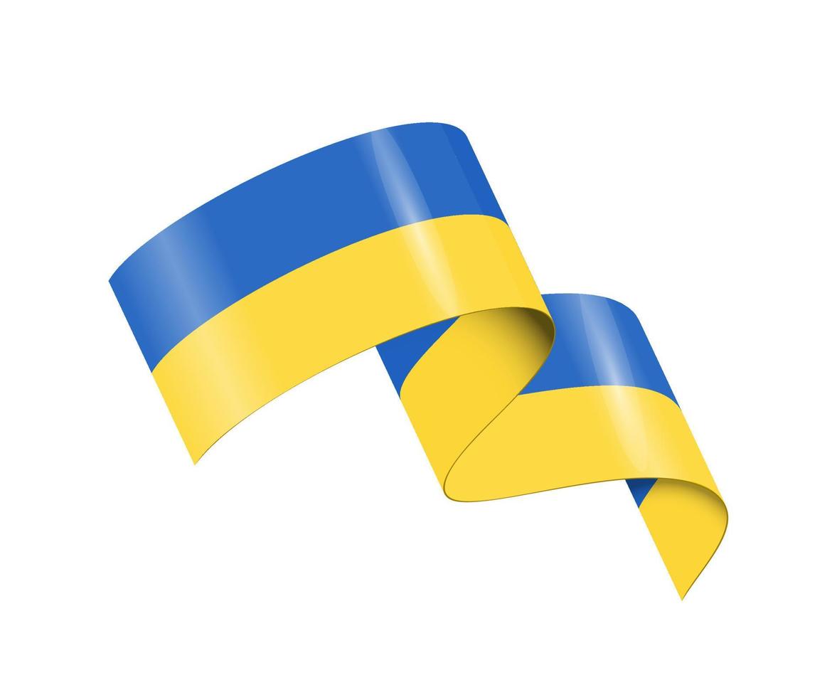 vektor abstrakt blå och gul flagga av ukraina. band silke tyg isolerat på vit. baner illustration satin glansig textil- flagga