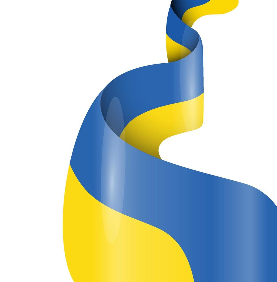 Vektor abstrakte blaue und gelbe Flagge der Ukraine. Band Seidenstoff isoliert auf weiß. banner illustration seidenmatt glänzende textilfahne