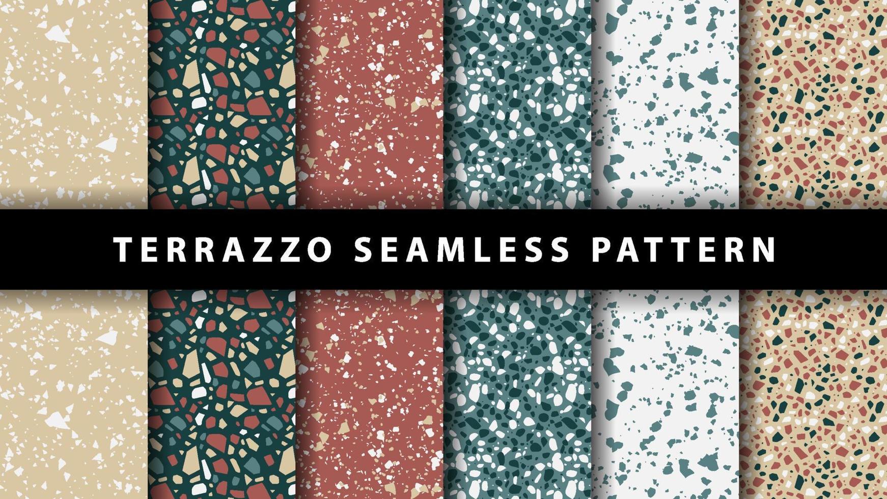 uppsättning terrazzo sömlösa mönster. terrazzo golvmönster. terrazzo sömlösa mönster. samling av terrazzomönster vektor