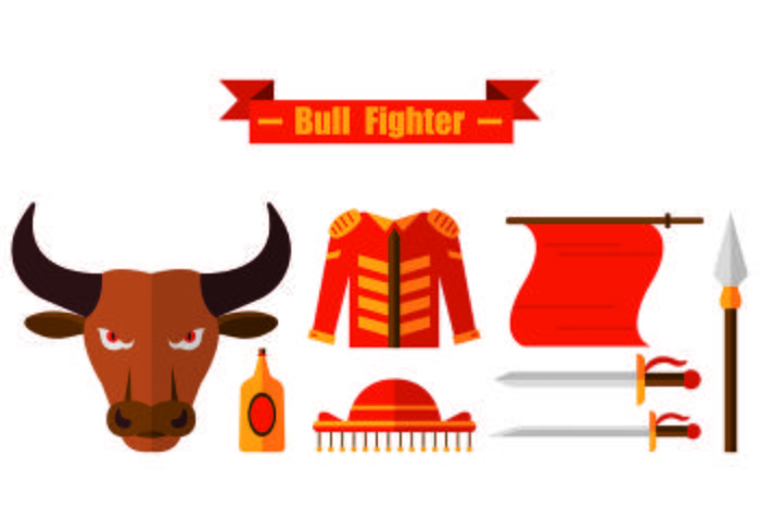 Set Bull Fighter Icons vektor