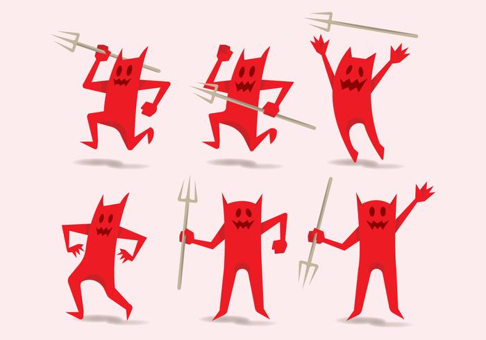 Lustige rote Teufel-Charaktere vektor