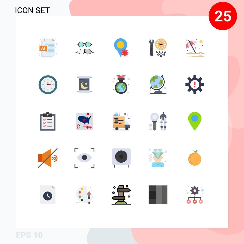uppsättning av 25 modern ui ikoner symboler tecken för skydd verktyg plats inställningar alternativ redigerbar vektor design element