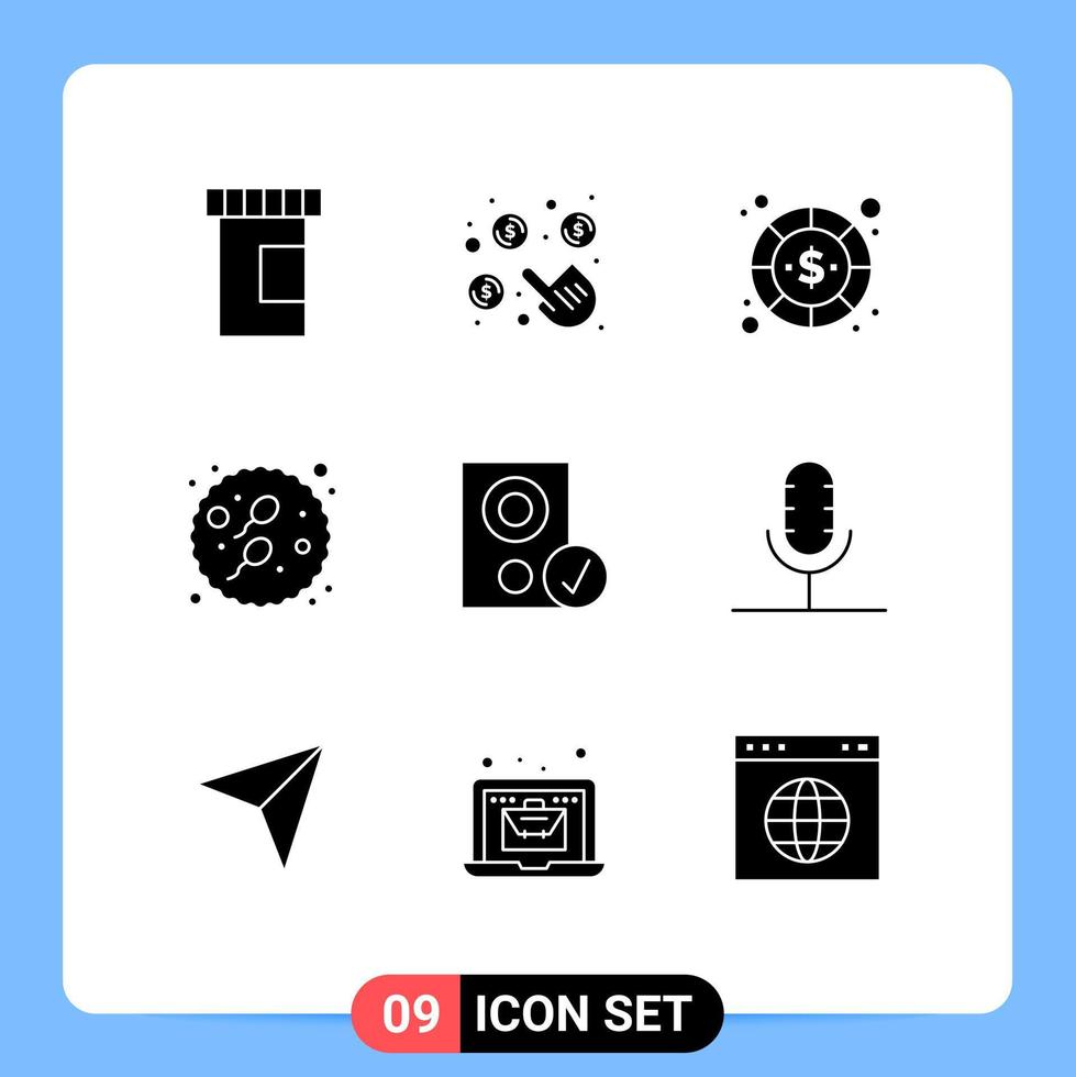 piktogram uppsättning av 9 enkel fast glyfer av enheter sperma valuta sexuell vuxen redigerbar vektor design element