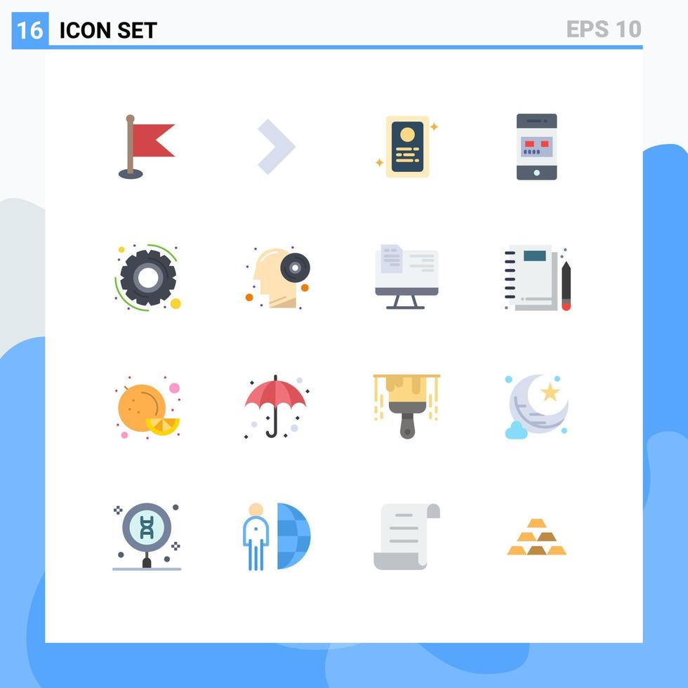 packa av 16 kreativ platt färger av inställningar redskap jobb Ansökan Lagra uppkopplad redigerbar packa av kreativ vektor design element
