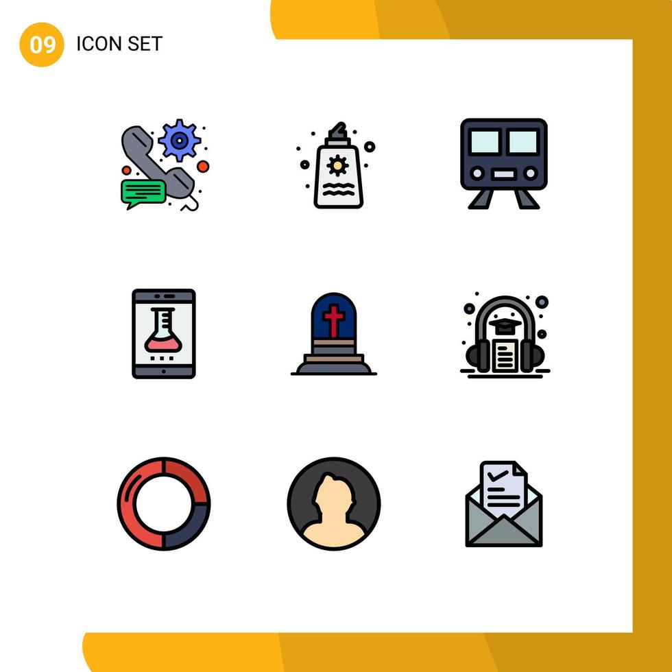 grupp av 9 modern fylld linje platt färger uppsättning för smart labb mobil app Lagra roman labb app tunnelbana redigerbar vektor design element