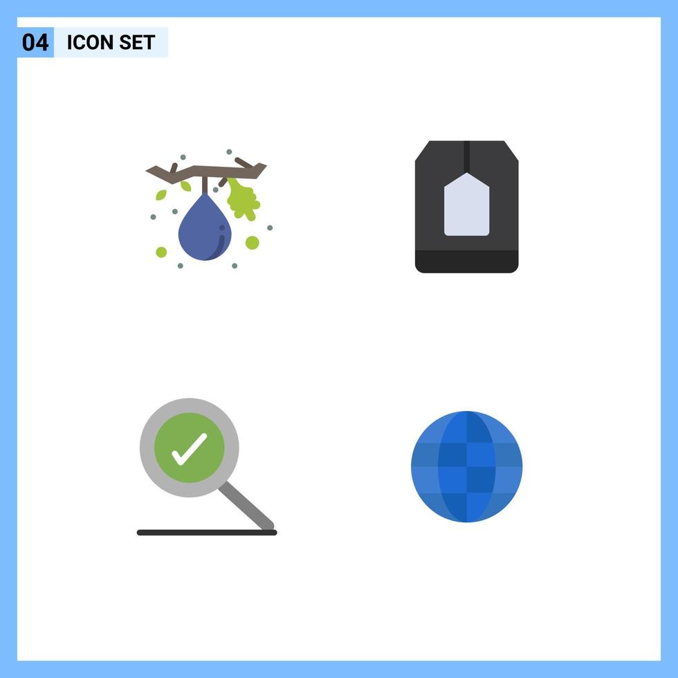 Aktienvektor-Icon-Pack mit 4 Zeilenzeichen und Symbolen für feige komplette Suche nach gesunden Getränken editierbare Vektordesign-Elemente vektor