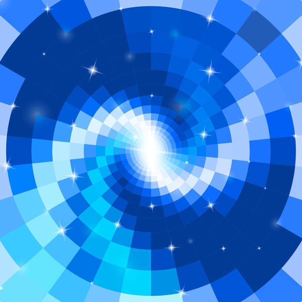 abstrakt blå mosaik- glas spiral med bloss vektor