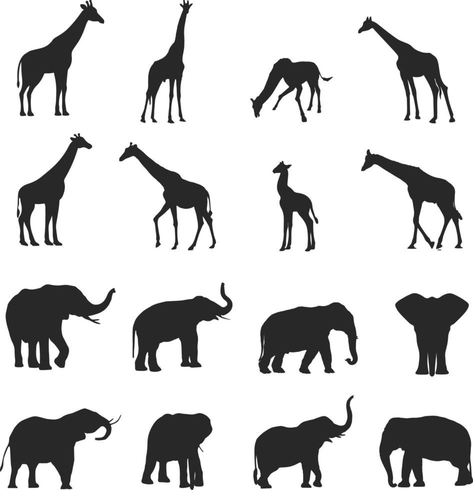giraff och elefant vektor