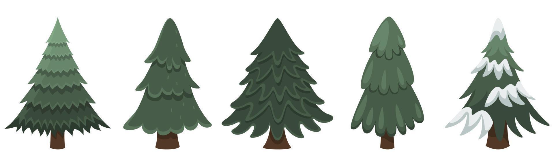 sammlung von weihnachtsbäumen, neujahr und weihnachten. Vektorillustration vektor